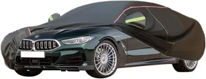 WOLWES Car Cover are Suitable for Alpina B8 All-Weather Windproof, Snowproof, Rainproof, UV-Protected and Breathable All-Season Universal with Side Door Zip Oxford Cloth Car Cover (Color : Black)