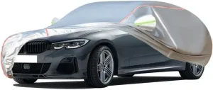 WOLWES Car Cover are Suitable for Alpina D3 Touring All-Weather Windproof, Snowproof, Rainproof, UV-Protected and Breathable All-Season Universal with Side Door Zip Oxford Cloth Car Cover (Color : Wh
