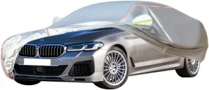 WOLWES Car Cover are Suitable for Alpina D5 Saloon All-Weather Windproof, Snowproof, Rainproof, UV-Protected and Breathable All-Season Universal with Side Door Zip Oxford Cloth Car Cover (Color : WHI