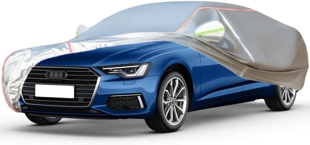 WOLWES Car Cover Are Suitable For Audi A6 Limousine/Limousine TFSI e All-weather Windproof, Snowproof, Rainproof, UV-protected And Breathable All-season Universal With Side Door Zip Oxford Cloth Car C