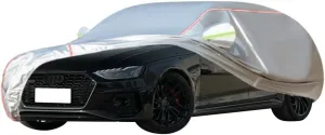 WOLWES Car Cover are Suitable for Audi RS 4 Avant All-Weather Windproof, Snowproof, Rainproof, UV-Protected and Breathable All-Season Universal with Side Door Zip Oxford Cloth Car Cover (Color : Whit
