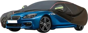WOLWES Car Cover Are Suitable For BMW 6 Series 620/630/640/645/650 All-weather Windproof, Snowproof, Rainproof, UV-protected And Breathable All-season Universal With Side Door Zip Oxford Cloth Car Cov