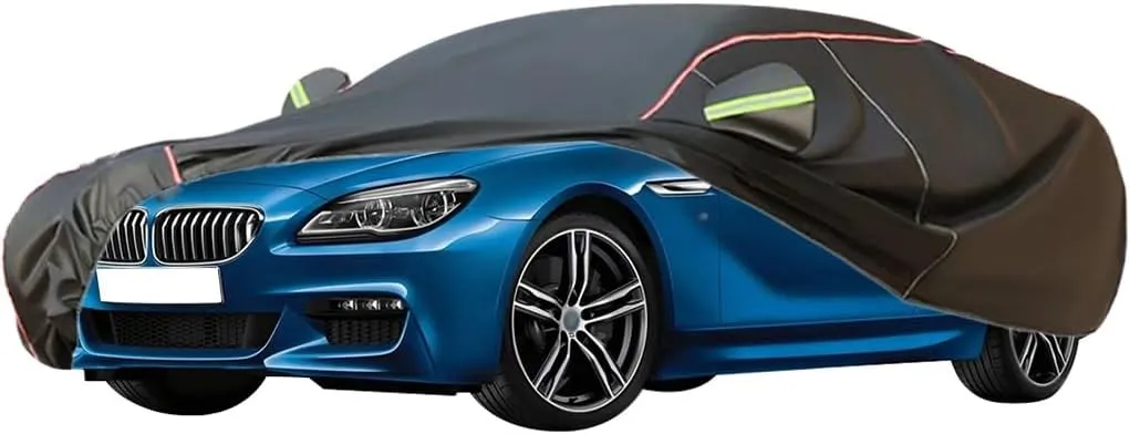 WOLWES Car Cover Are Suitable For BMW 6 Series 620/630/640/645/650 All-weather Windproof, Snowproof, Rainproof, UV-protected And Breathable All-season Universal With Side Door Zip Oxford Cloth Car Cov