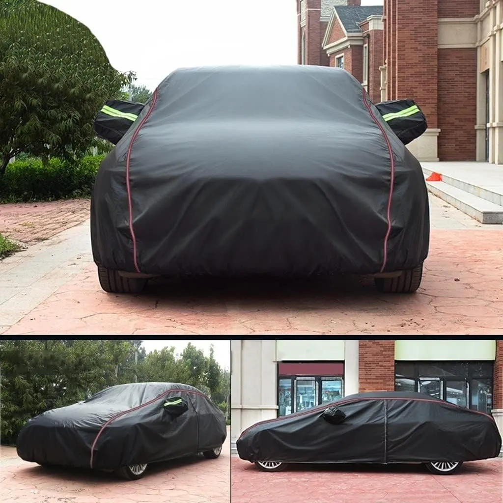 WOLWES Car Cover Are Suitable For BMW 6 Series 620/630/640/645/650 All-weather Windproof, Snowproof, Rainproof, UV-protected And Breathable All-season Universal With Side Door Zip Oxford Cloth Car Cov
