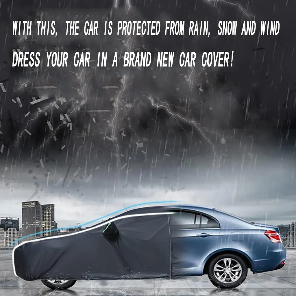 WOLWES Car Cover are Suitable for BMW i4/i4 M50 All-Weather Windproof, Snowproof, Rainproof, UV-Protected and Breathable All-Season Universal with Side Door Zip Oxford Cloth Car Cover (Color : Black