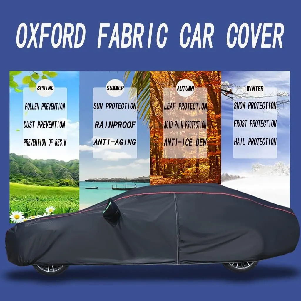 WOLWES Car Cover are Suitable for BMW i4/i4 M50 All-Weather Windproof, Snowproof, Rainproof, UV-Protected and Breathable All-Season Universal with Side Door Zip Oxford Cloth Car Cover (Color : Black
