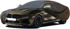 WOLWES Car Cover are Suitable for BMW M8 All-Weather Windproof, Snowproof, Rainproof, UV-Protected and Breathable All-Season Universal with Side Door Zip Oxford Cloth Car Cover (Color : Black)