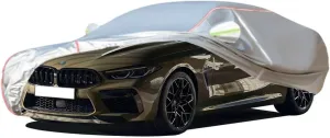 WOLWES Car Cover are Suitable for BMW M8 All-Weather Windproof, Snowproof, Rainproof, UV-Protected and Breathable All-Season Universal with Side Door Zip Oxford Cloth Car Cover (Color : White)