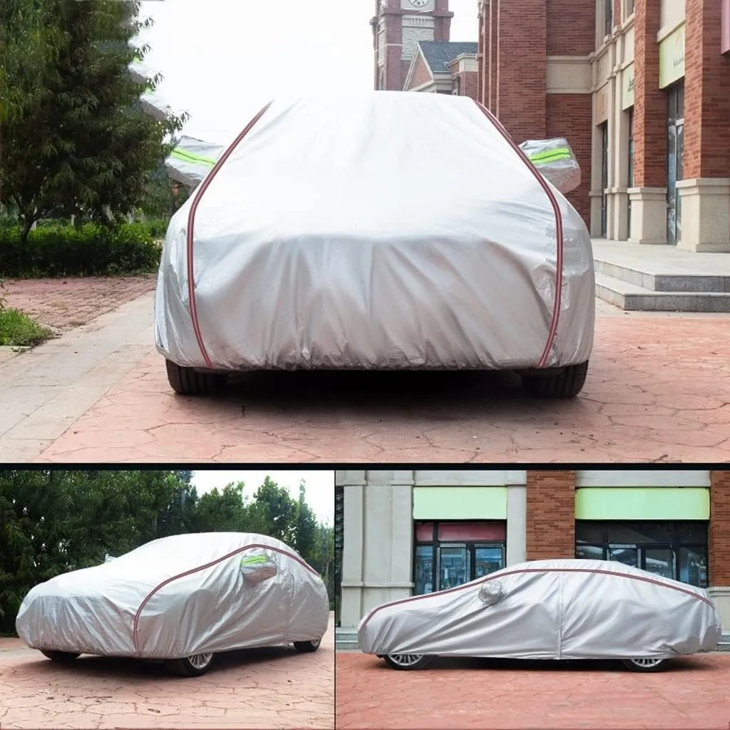 WOLWES Car Cover are Suitable for BMW M8 All-Weather Windproof, Snowproof, Rainproof, UV-Protected and Breathable All-Season Universal with Side Door Zip Oxford Cloth Car Cover (Color : White)