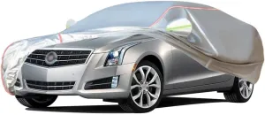 WOLWES Car Cover are Suitable for Cadillac ATS All-Weather Windproof, Snowproof, Rainproof, UV-Protected and Breathable All-Season Universal with Side Door Zip Oxford Cloth Car Cover (Color : White)