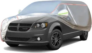 WOLWES Car Cover are Suitable for Dodge Caravan All-Weather Windproof, Snowproof, Rainproof, UV-Protected and Breathable All-Season Universal with Side Door Zip Oxford Cloth Car Cover (Color : White