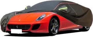 WOLWES Car Cover are Suitable for Ferrari 599 All-Weather Windproof, Snowproof, Rainproof, UV-Protected and Breathable All-Season Universal with Side Door Zip Oxford Cloth Car Cover (Color : Black)