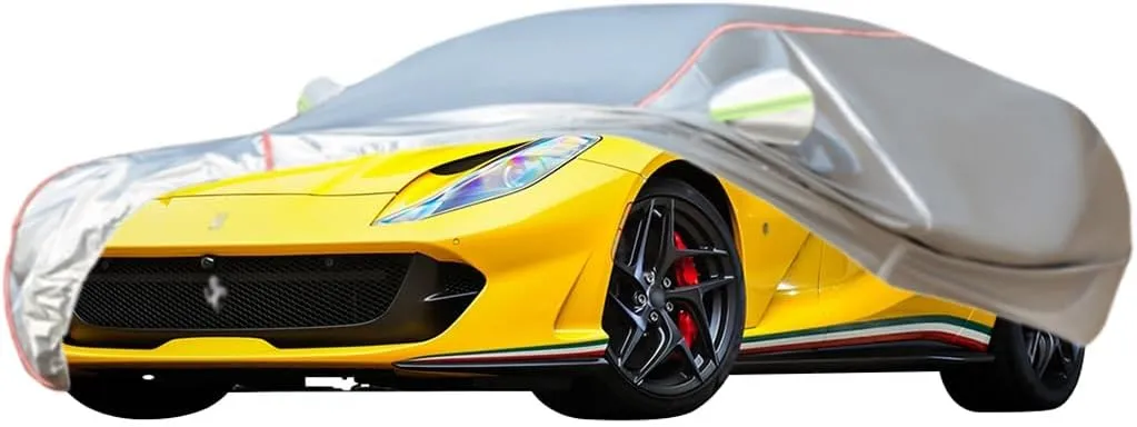 WOLWES Car Cover are Suitable for Ferrari 812 All-Weather Windproof, Snowproof, Rainproof, UV-Protected and Breathable All-Season Universal with Side Door Zip Oxford Cloth Car Cover (Color : White)