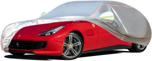 WOLWES Car Cover are Suitable for Ferrari GTC4 Lusso All-Weather Windproof, Snowproof, Rainproof, UV-Protected and Breathable All-Season Universal with Side Door Zip Oxford Cloth Car Cover (Color : W
