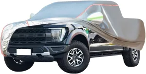 WOLWES Car Cover are Suitable for Ford F 150/F 250 All-Weather Windproof, Snowproof, Rainproof, UV-Protected and Breathable All-Season Universal with Side Door Zip Oxford Cloth Car Cover (Color : WHI