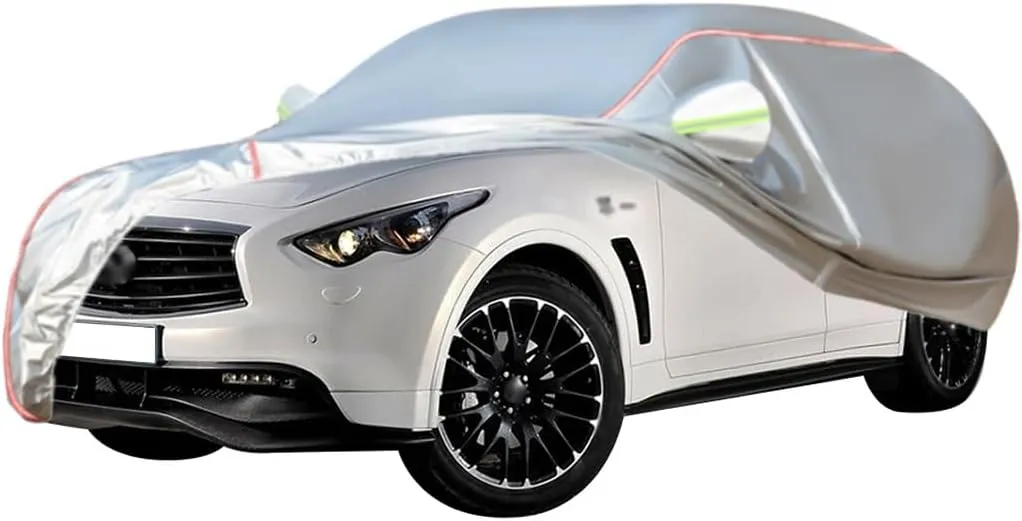 WOLWES Car Cover are Suitable for Infiniti FX All-Weather Windproof, Snowproof, Rainproof, UV-Protected and Breathable All-Season Universal with Side Door Zip Oxford Cloth Car Cover (Color : White)