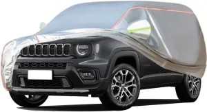 WOLWES Car Cover are Suitable for Jeep Renegade All-Weather Windproof, Snowproof, Rainproof, UV-Protected and Breathable All-Season Universal with Side Door Zip Oxford Cloth Car Cover (Color : White