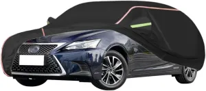 WOLWES Car Cover are Suitable for Lexus CT 200h All-Weather Windproof, Snowproof, Rainproof, UV-Protected and Breathable All-Season Universal with Side Door Zip Oxford Cloth Car Cover (Color : Black