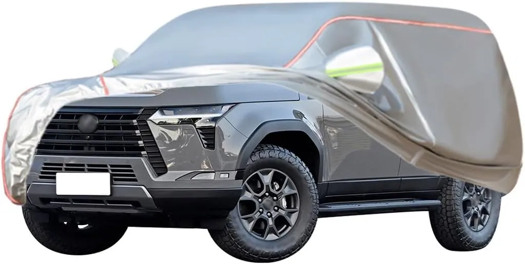 WOLWES Car Cover are Suitable for Lexus GX 460/470 All-Weather Windproof, Snowproof, Rainproof, UV-Protected and Breathable All-Season Universal with Side Door Zip Oxford Cloth Car Cover (Color : WHI
