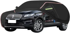 WOLWES Car Cover are Suitable for Lincoln MKC All-Weather Windproof, Snowproof, Rainproof, UV-Protected and Breathable All-Season Universal with Side Door Zip Oxford Cloth Car Cover (Color : Black)