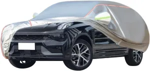 WOLWES Car Cover are Suitable for Lynk&Co 01 All-Weather Windproof, Snowproof, Rainproof, UV-Protected and Breathable All-Season Universal with Side Door Zip Oxford Cloth Car Cover (Color : White)