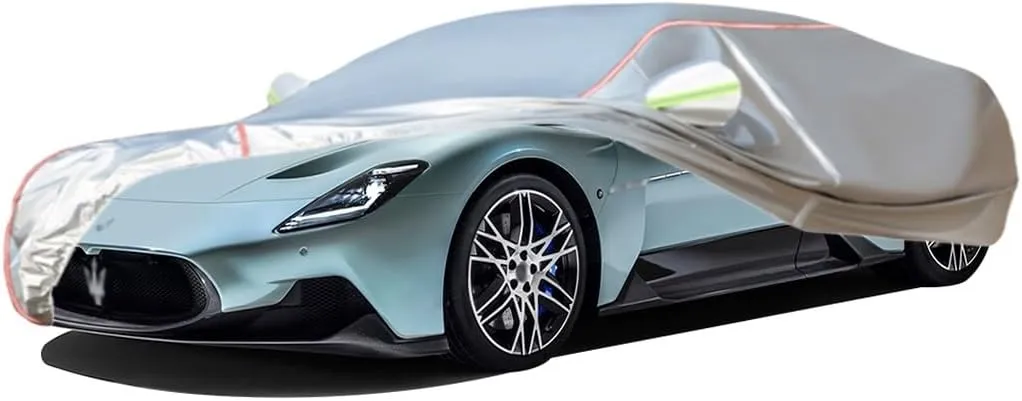 WOLWES Car Cover are Suitable for Maserati MC20 All-Weather Windproof, Snowproof, Rainproof, UV-Protected and Breathable All-Season Universal with Side Door Zip Oxford Cloth Car Cover (Color : White