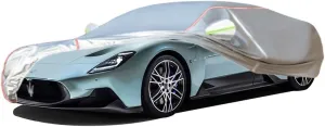 WOLWES Car Cover are Suitable for Maserati MC20 All-Weather Windproof, Snowproof, Rainproof, UV-Protected and Breathable All-Season Universal with Side Door Zip Oxford Cloth Car Cover (Color : White