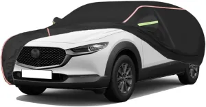 WOLWES Car Cover are Suitable for Mazda CX-30 All-Weather Windproof, Snowproof, Rainproof, UV-Protected and Breathable All-Season Universal with Side Door Zip Oxford Cloth Car Cover (Color : Black,