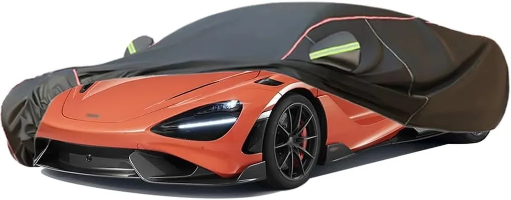 WOLWES Car Cover Are Suitable For McLaren 765LT Coupe/765LT Spider All-weather Windproof, Snowproof, Rainproof, UV-protected And Breathable All-season Universal With Side Door Zip Oxford Cloth Car Cov