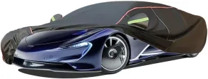 WOLWES Car Cover are Suitable for McLaren Speedtail All-Weather Windproof, Snowproof, Rainproof, UV-Protected and Breathable All-Season Universal with Side Door Zip Oxford Cloth Car Cover (Color : Bl