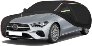 WOLWES Car Cover Are Suitable For Mercedes-Benz CLA Shooting Brake All-weather Windproof, Snowproof, Rainproof, UV-protected And Breathable All-season Universal With Side Door Zip Oxford Cloth Car Cov