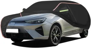 WOLWES Car Cover are Suitable for MG MG5 All-Weather Windproof, Snowproof, Rainproof, UV-Protected and Breathable All-Season Universal with Side Door Zip Oxford Cloth Car Cover (Color : Black)