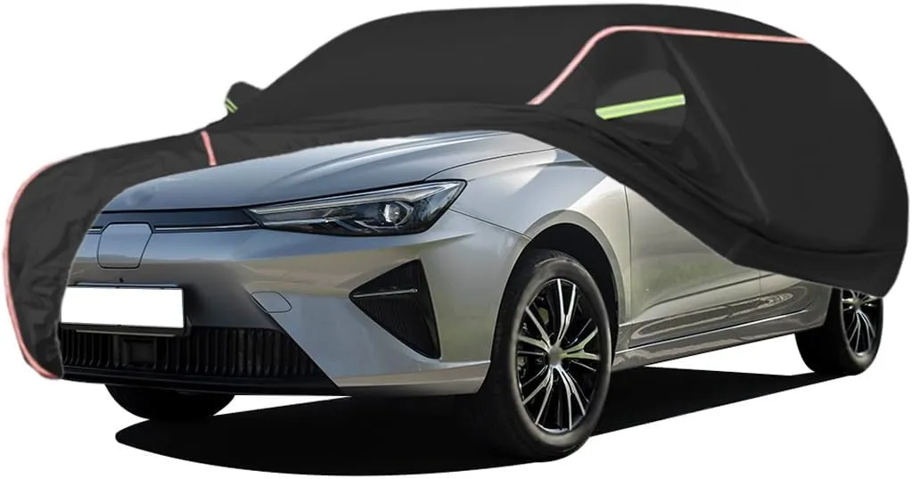 WOLWES Car Cover are Suitable for MG MG5 All-Weather Windproof, Snowproof, Rainproof, UV-Protected and Breathable All-Season Universal with Side Door Zip Oxford Cloth Car Cover (Color : Black)