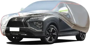 WOLWES Car Cover are Suitable for Mitsubishi Eclipse Cross All-Weather Windproof, Snowproof, Rainproof, UV-Protected and Breathable All-Season Universal with Side Door Zip Oxford Cloth Car Cover (Col