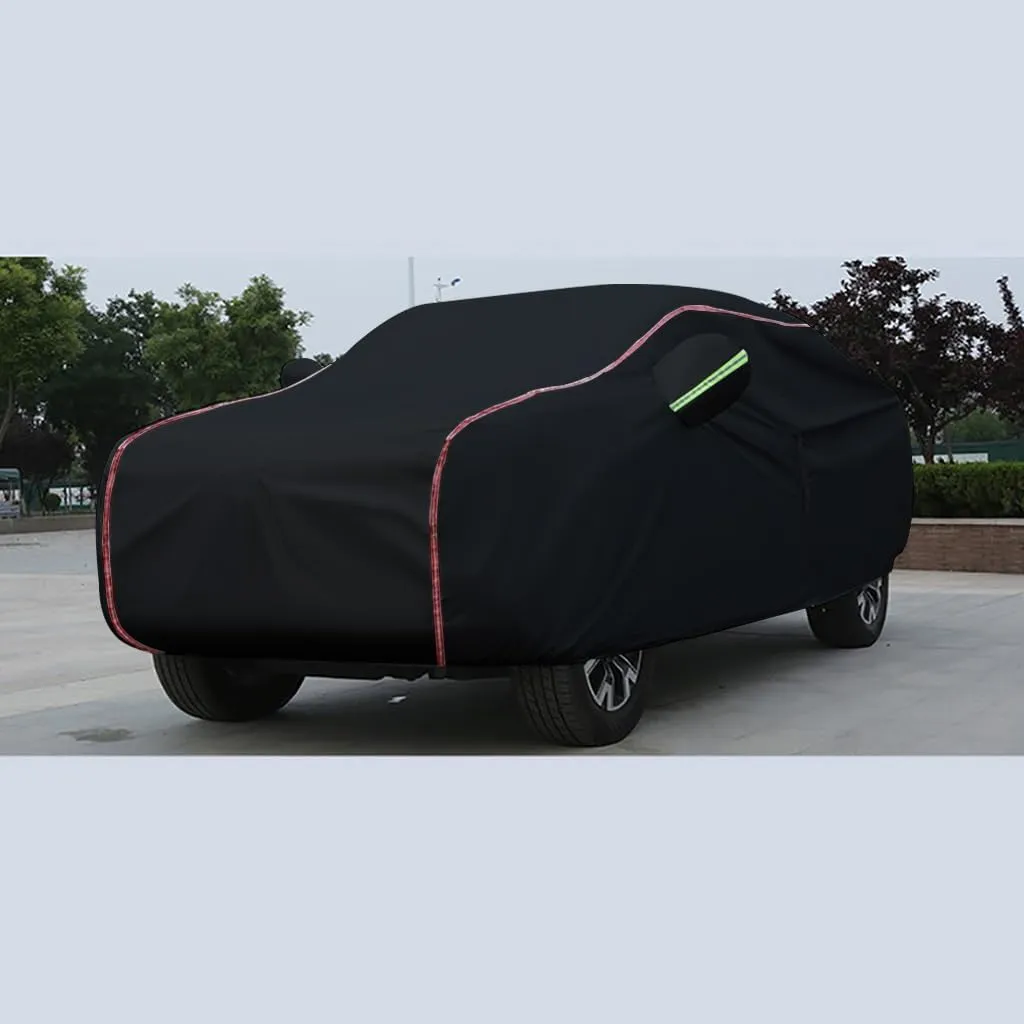 WOLWES Car Cover are Suitable for Mitsubishi L200 All-Weather Windproof, Snowproof, Rainproof, UV-Protected and Breathable All-Season Universal with Side Door Zip Oxford Cloth Car Cover (Color : Blac