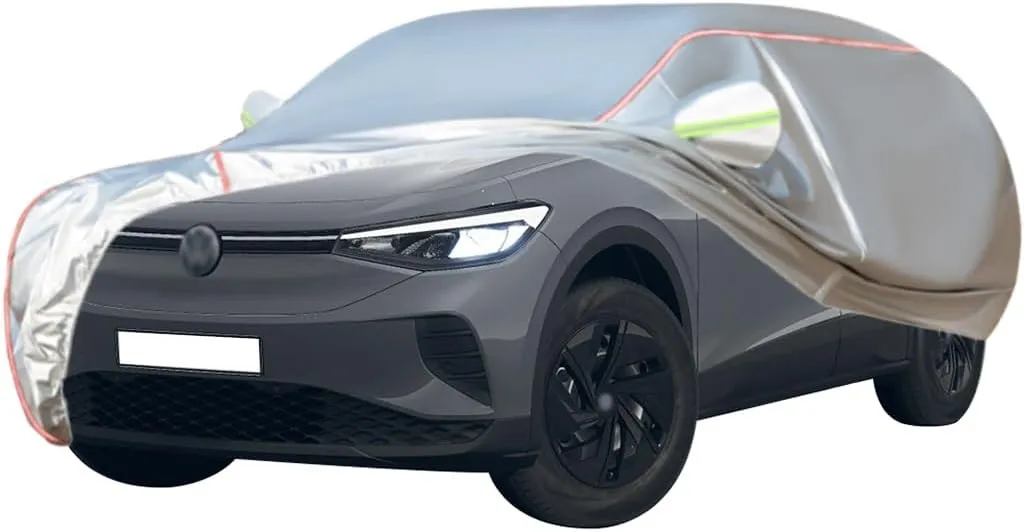 WOLWES Car Cover are Suitable for VW ID.4 Pure/Pro/GTX All-Weather Windproof, Snowproof, Rainproof, UV-Protected and Breathable All-Season Universal with Side Door Zip Oxford Cloth Car Cover (Color :