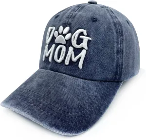 Women's Embroidered Dog Mom Hat Adjustable Denim Baseball Cap