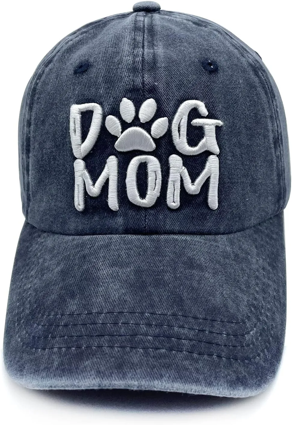 Women's Embroidered Dog Mom Hat Adjustable Denim Baseball Cap