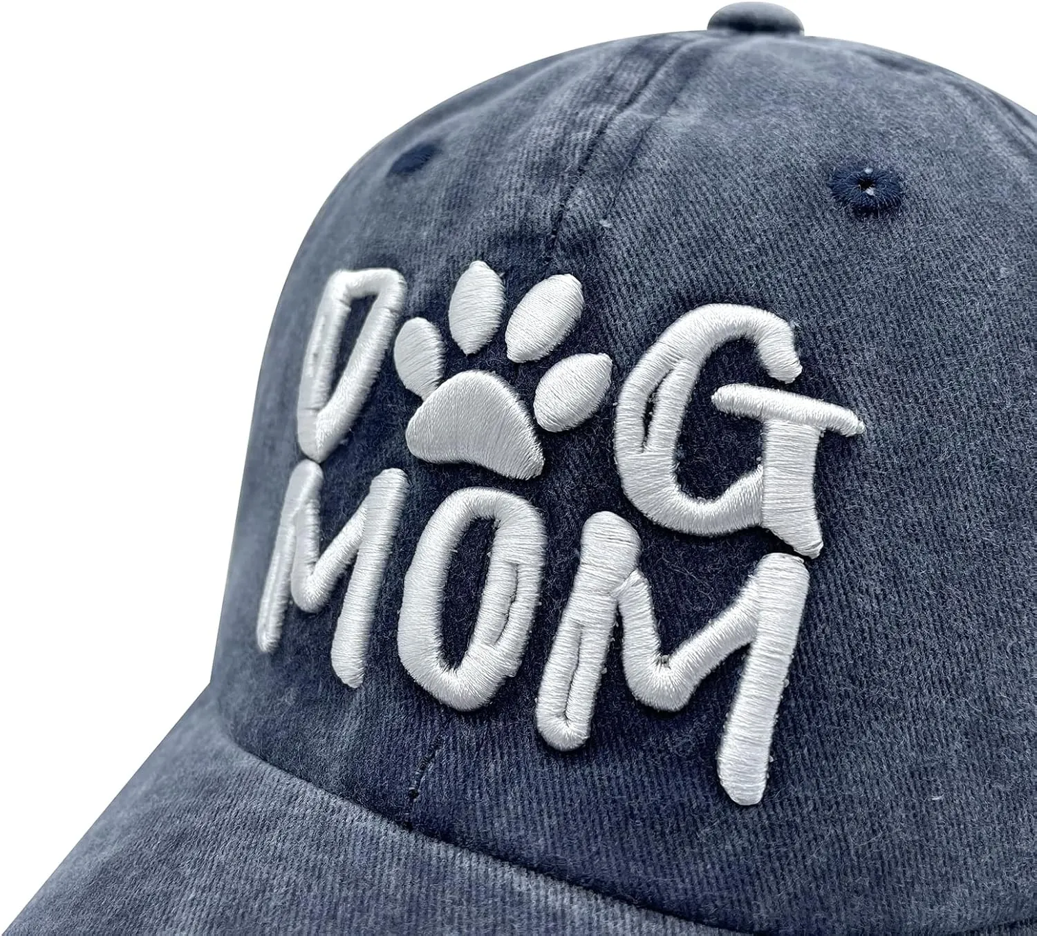 Women's Embroidered Dog Mom Hat Adjustable Denim Baseball Cap
