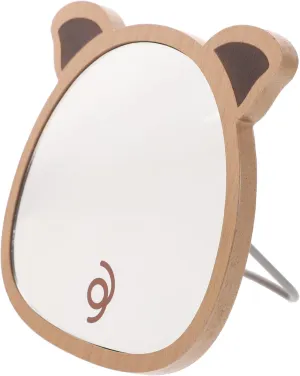 Wooden Makeup Mirror Portable Desktop Vanity Mirror for Bathroom and Shaving Compact and Design Natural Finish for Makeup Application