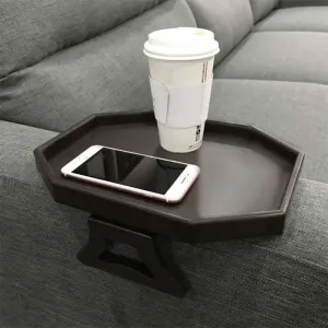 Xchouxer Sofa Arm Clip Table, Armrest Tray Table, Drinks/Remote Control/Snacks Holder, 9 in x 12.3 in x 4.5 in … (Cherry Brown)