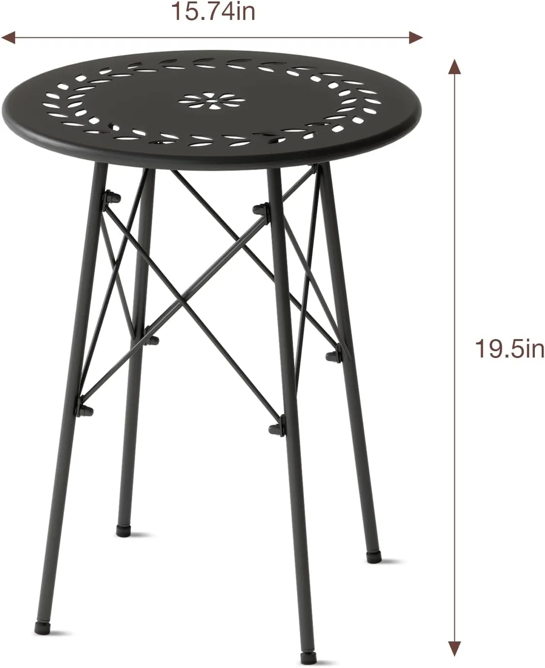 XIV Outdoor Side Table, Small Outdoor Table, Round Patio Side Table Metal, Weatherproof, Small Accent End Table for Patio, Garden, Balcony, Yard (Black)