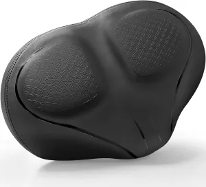 Xmifer Oversized Bike Seat - Comfortable Bicycle Saddle, Middle Groove Design, 2.95" Thick Memory Foam, Universal Fit Indoor Outdoor, Exercise or Road Bikes
