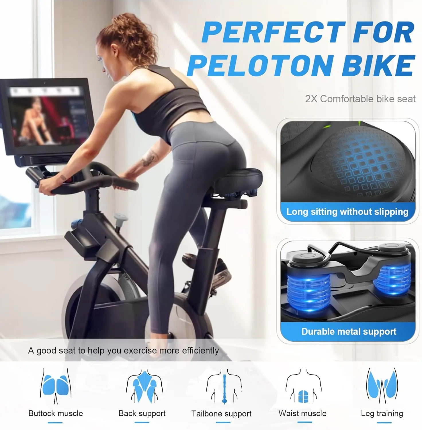 Xmifer Oversized Bike Seat - Comfortable Bicycle Saddle, Middle Groove Design, 2.95" Thick Memory Foam, Universal Fit Indoor Outdoor, Exercise or Road Bikes