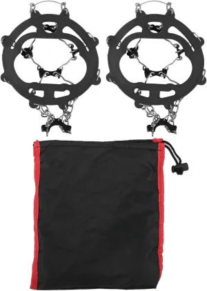 XPSSJMU 2Pcs Ice Cleats, Ice Traction Cleats Anti Skid Shoe Crampon Cover Climbing Spikes Grippers with 8 Spikes for Hiking Walking Mountaineering