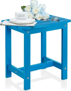 Y&M Outdoor Side Table, HIPS Adirondack Small Single Table, Waterproof Square Outside Table, Balcony Modern End Tables for Patio, Pool, Beach, Porch, Deck, Indoor or Outdoor Use, Bright Blue