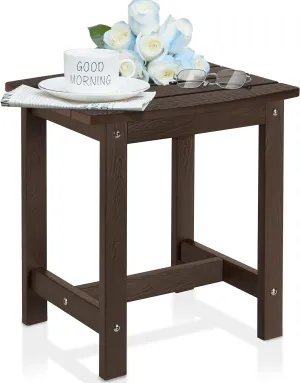 Y&M Outdoor Side Table, HIPS Adirondack Small Single Table, Waterproof Square Outside Table, Balcony Modern End Tables for Patio, Pool, Beach, Porch, Deck, Indoor or Outdoor Use, Coffee