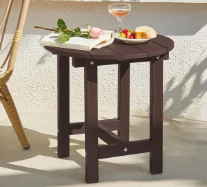 Y&M Outdoor Side Table, Waterproof Four-Legged Round Entryway End Table, Single-Tier HDPE Modern Small Coffee Nightstand for Bedroom, Living Room, Patio, Indoor or Outdoor Use, Espresso