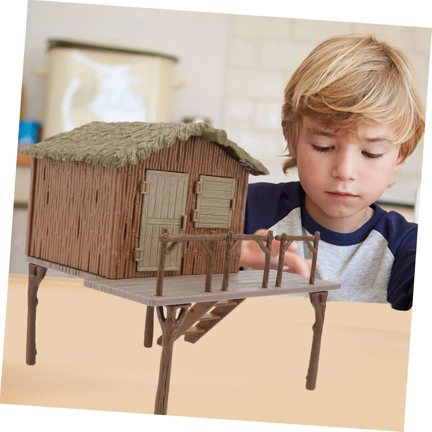 Yardwe Straw Shed Ornament Little House Decor PVC Material Realistic and Compact for Boys and Girls' Play and Decor