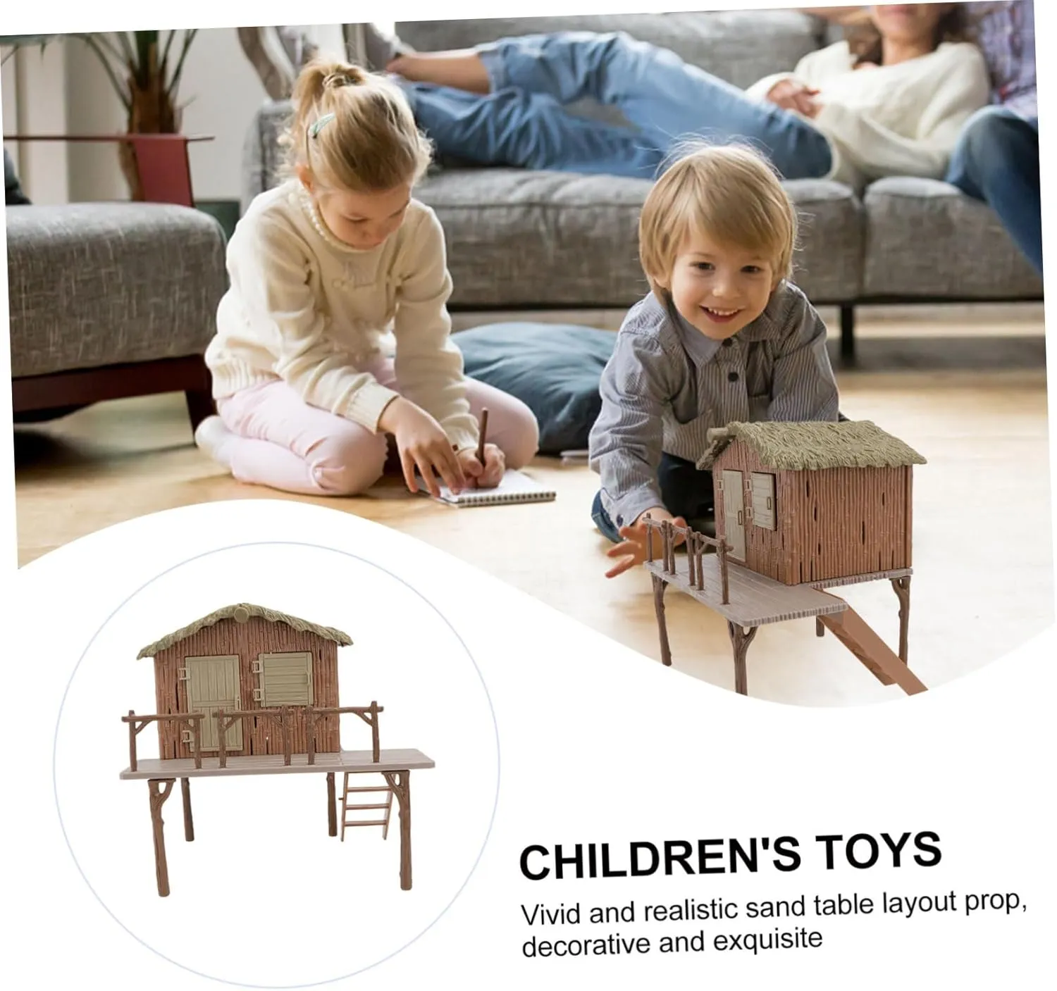 Yardwe Straw Shed Ornament Little House Decor PVC Material Realistic and Compact for Boys and Girls' Play and Decor